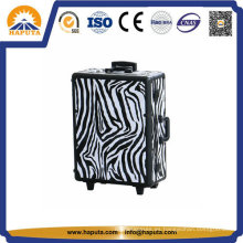 Estuche de maquillaje cosmético con carrito de aluminio Zebra (HB-3508)